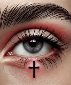 Cross Tattoo Under Eye